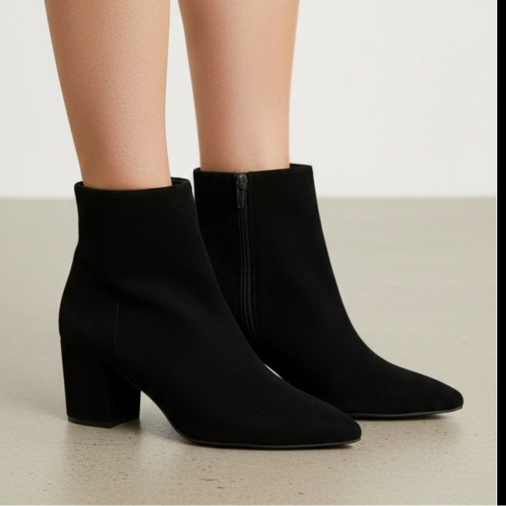 Marc Fisher Boots Black Leather Suede Pointed Toe witchy academia 10 capsule